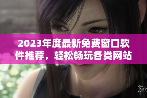2023年度最新免费窗口软件推荐，轻松畅玩各类网站