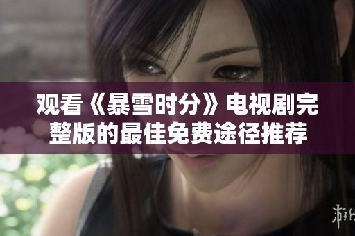 观看《暴雪时分》电视剧完整版的最佳免费途径推荐