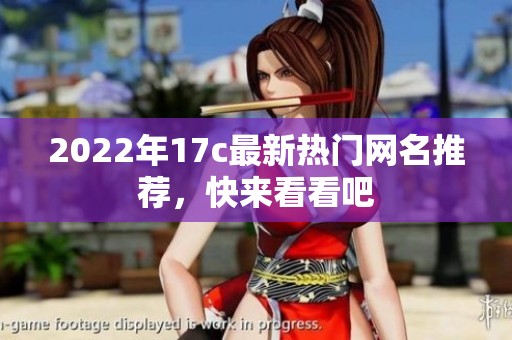 2022年17c最新热门网名推荐，快来看看吧